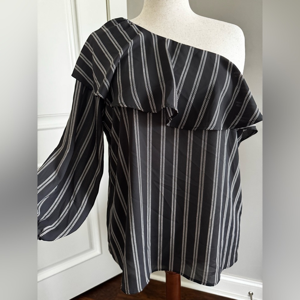 Halogen Black and White Striped Blouse